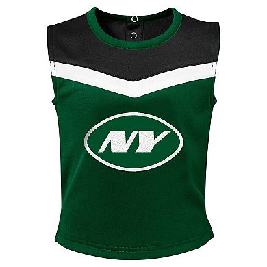 Girls Toddler Green New York Jets Three-Piece Spirit Cheer Cheerleader Set