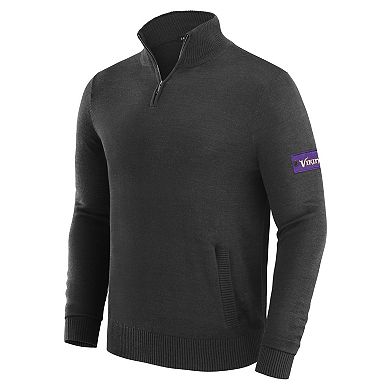 Men's J. Palmer Black Minnesota Vikings Franchise Quarter-Zip Sweater