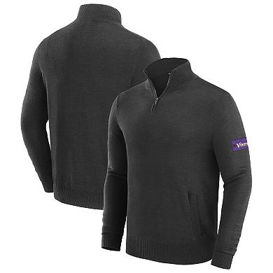 Men's J. Palmer Black Minnesota Vikings Franchise Quarter-Zip Sweater
