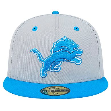 Men's New Era Gray/Blue Detroit Lions Flipside Two-Tone 59FIFTY Fitted Hat