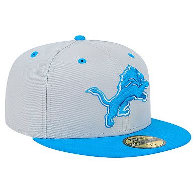Men's New Era Gray/Blue Detroit Lions Flipside Two-Tone 59FIFTY Fitted Hat