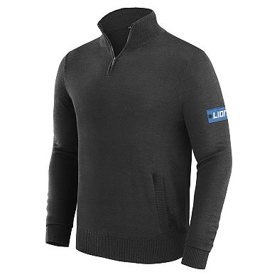 Men's J. Palmer Black Detroit Lions Franchise Quarter-Zip Sweater