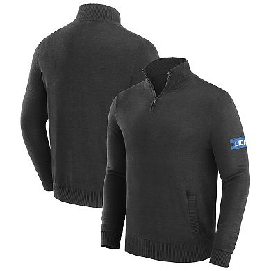 Men's J. Palmer Black Detroit Lions Franchise Quarter-Zip Sweater