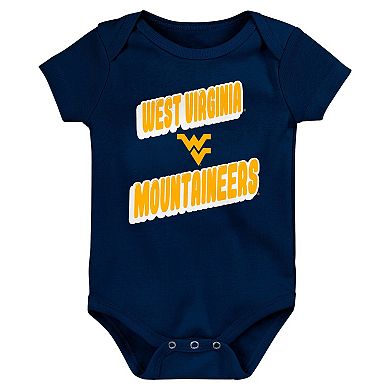 Newborn Navy West Virginia Mountaineers Sunday Comics 3-Pack Bodysuit Set