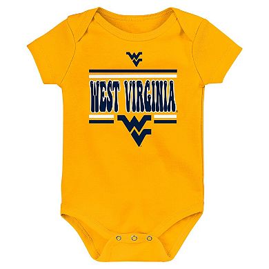 Newborn Navy West Virginia Mountaineers Sunday Comics 3-Pack Bodysuit Set