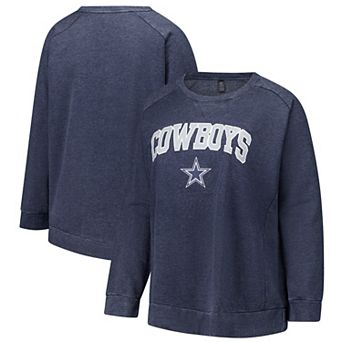 Women's Fanatics Navy Dallas Cowboys Acid Wash Raglan Pullover Sweatshirt