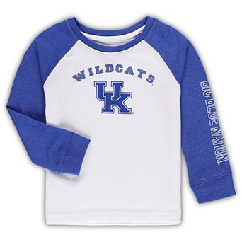 Toddler Colosseum Royal/White Kentucky Wildcats Two-Hit Raglan Long Sleeve T-Shirt