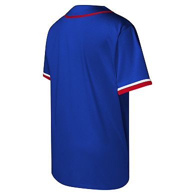 Youth Royal Philadelphia 76ers Stitch Full-Button Baseball Jersey