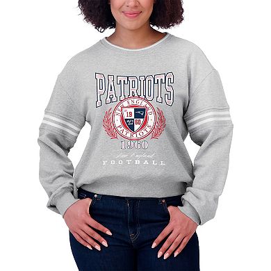 Women's WEAR by Erin Andrews Heather Gray New England Patriots Pullover Sweatshirt