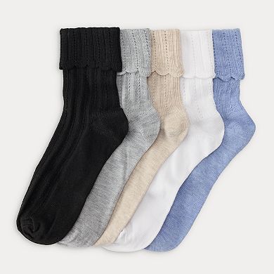 Women's Sonoma Goods For Life® 5-Pack Pointelle Foldover Crew Socks