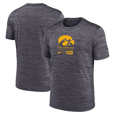 Men's Nike Black Iowa Hawkeyes Campus Center Block Velocity Performance T-Shirt