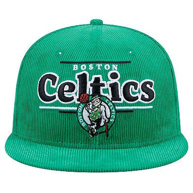 Men's New Era Kelly Green Boston Celtics Throwback Display Corduroy 9FIFTY Snapback Hat