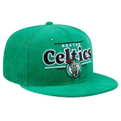 Men's New Era Kelly Green Boston Celtics Throwback Display Corduroy 9FIFTY Snapback Hat
