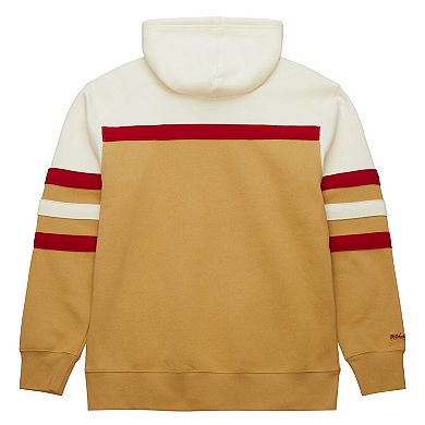 Men's Mitchell & Ness Tan/Cream Chicago Bulls Hardwood Classics Vintage Logo Head Coach Pullover Hoodie