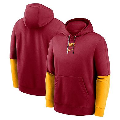 Men's Nike Cardinal/Gold USC Trojans 2024 Sideline Club Pullover Hoodie