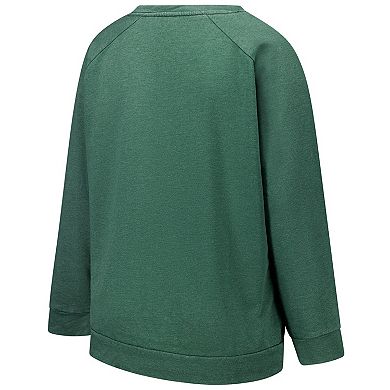 Women's Fanatics Heather Green New York Jets Acid Wash Raglan Pullover Sweatshirt