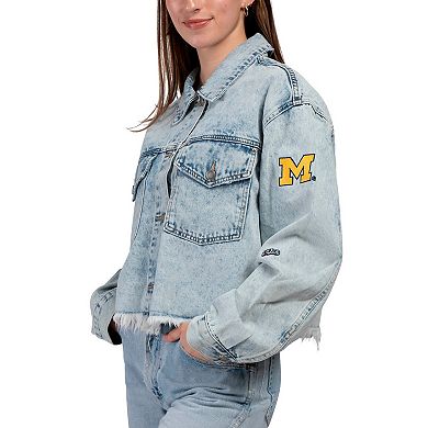 Women's Hype and Vice Denim Michigan Wolverines Lightwash Full-Button Jean Jacket