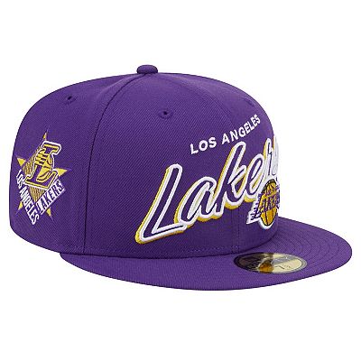 Men's New Era Purple Los Angeles Lakers Sport Night Script Sided