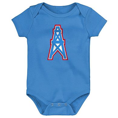 Newborn & Infant Tennessee Titans Oilers Throwback Team Starter 3-Pack Bodysuit Set