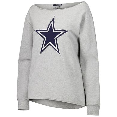 Dallas Cowboys Off-Shoulder Rhinestone Sweatshirt – Grey Heather