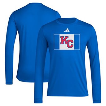 Men's adidas Royal Kansas Jayhawks 2024 Kansas in KC Long Sleeve T-Shirt