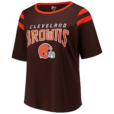 Women's G-III 4Her by Carl Banks Brown Cleveland Browns Plus Size Linebacker T-Shirt
