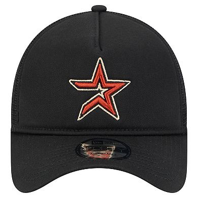 Men's New Era Black Houston Astros 9FORTY A-Frame Trucker Adjustable Hat