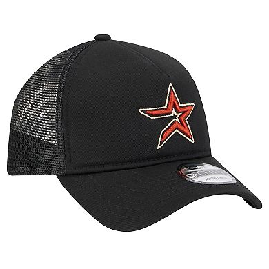 Men's New Era Black Houston Astros 9FORTY A-Frame Trucker Adjustable Hat