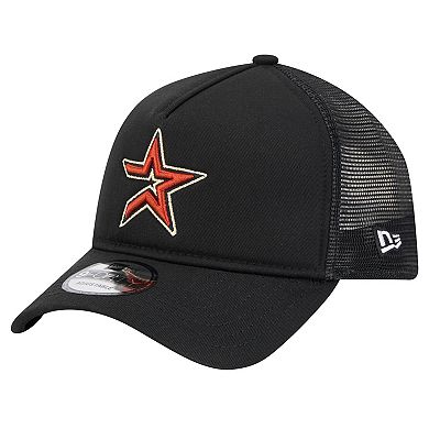 Men's New Era Black Houston Astros 9FORTY A-Frame Trucker Adjustable Hat