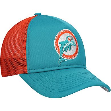 Youth New Era Aqua Miami Dolphins A-Frame 9FORTY Trucker Adjustable Hat