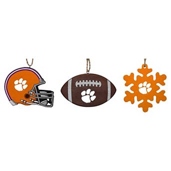 The Memory Company Clemson Tigers Three-Pack Helmet, Football & Snowflake Ornament Set