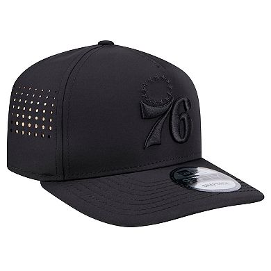 Men's New Era Black Philadelphia 76ers Vented 9FIFTY A-Frame Snapback Hat
