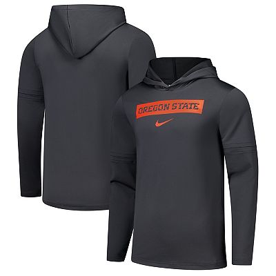 Men s Nike Anthracite Oregon State Beavers 2024 Sideline Performance Long Sleeve Hoodie Top