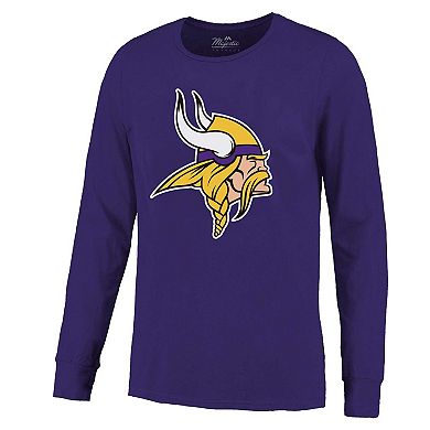Men's Majestic Threads J.J. McCarthy Purple Minnesota Vikings Name & Number Long Sleeve T-Shirt