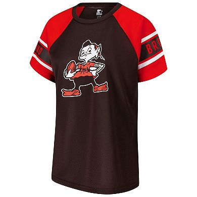 Women's Starter Brown Cleveland Browns 1st Rounder Color Block Raglan Top