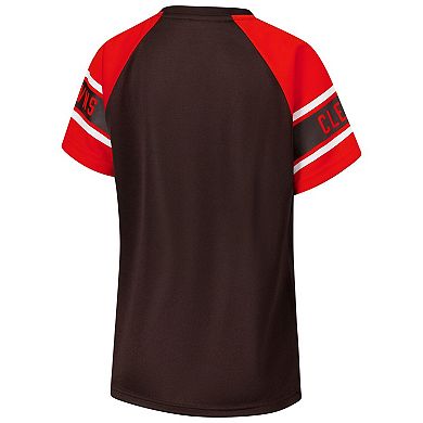 Women's Starter Brown Cleveland Browns 1st Rounder Color Block Raglan Top