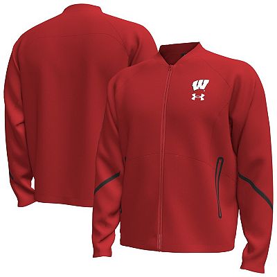 UNDER ARMOURウォームアップジャケットWisconsinBadgers Men's Under Armour Red Wisconsin Badgers Unstoppable Full-Zip