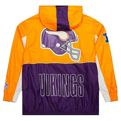 Men's Mitchell & Ness White Minnesota Vikings Big Shot Premium Full-Zip Windbreaker