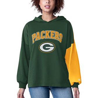 Women's Starter Green Green Bay Packers Power Move Long Sleeve Pullover Hoodie