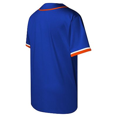 Youth Blue New York Knicks Stitch Full Button Baseball Jersey