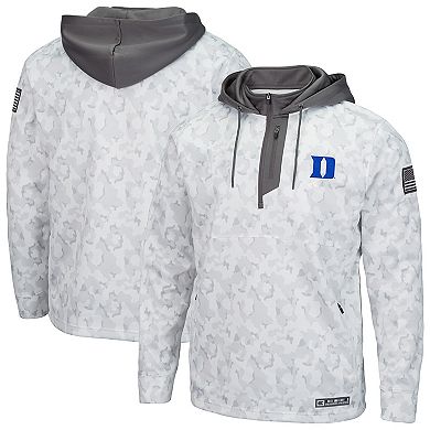 Men's Colosseum Arctic Camo Duke Blue Devils OHT Military Appreciation Quarter-Zip Hoodie