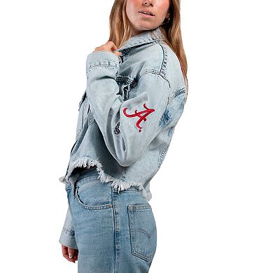 Women's Hype and Vice Denim Alabama Crimson Tide Lightwash Full-Button Jean Jacket