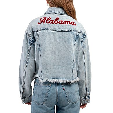 Women's Hype and Vice Denim Alabama Crimson Tide Lightwash Full-Button Jean Jacket