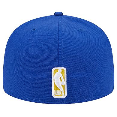 Men's New Era Royal Golden State Warriors Sport Night Script Sided 59FIFTY Fitted Hat