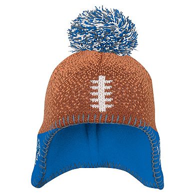 Infant Brown Detroit Lions Football Head Knit Hat with Pom
