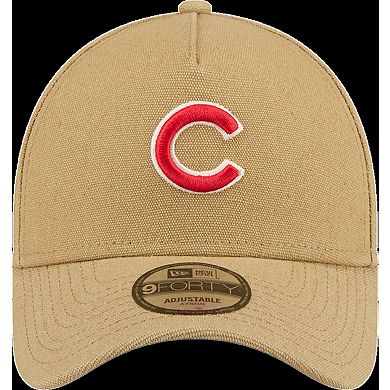 Men's New Era Khaki Chicago Cubs Logo Essentials 9FORTY A-Frame Adjustable Hat