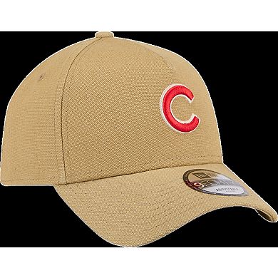 Men's New Era Khaki Chicago Cubs Logo Essentials 9FORTY A-Frame Adjustable Hat