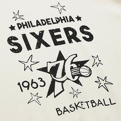Women's Mitchell & Ness Cream Philadelphia 76ers Hardwood Classics Pullover Sweatshirt