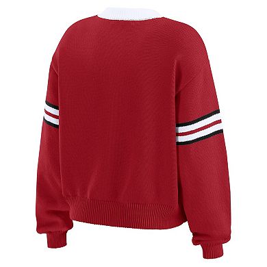 Women's WEAR by Erin Andrews Scarlet San Francisco 49ers Lace-Up Pullover Sweatshirt