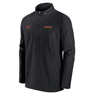 Men's Nike Black Oregon State Beavers 2024 Sideline Coach Quarter-Zip Hoodie Jacket